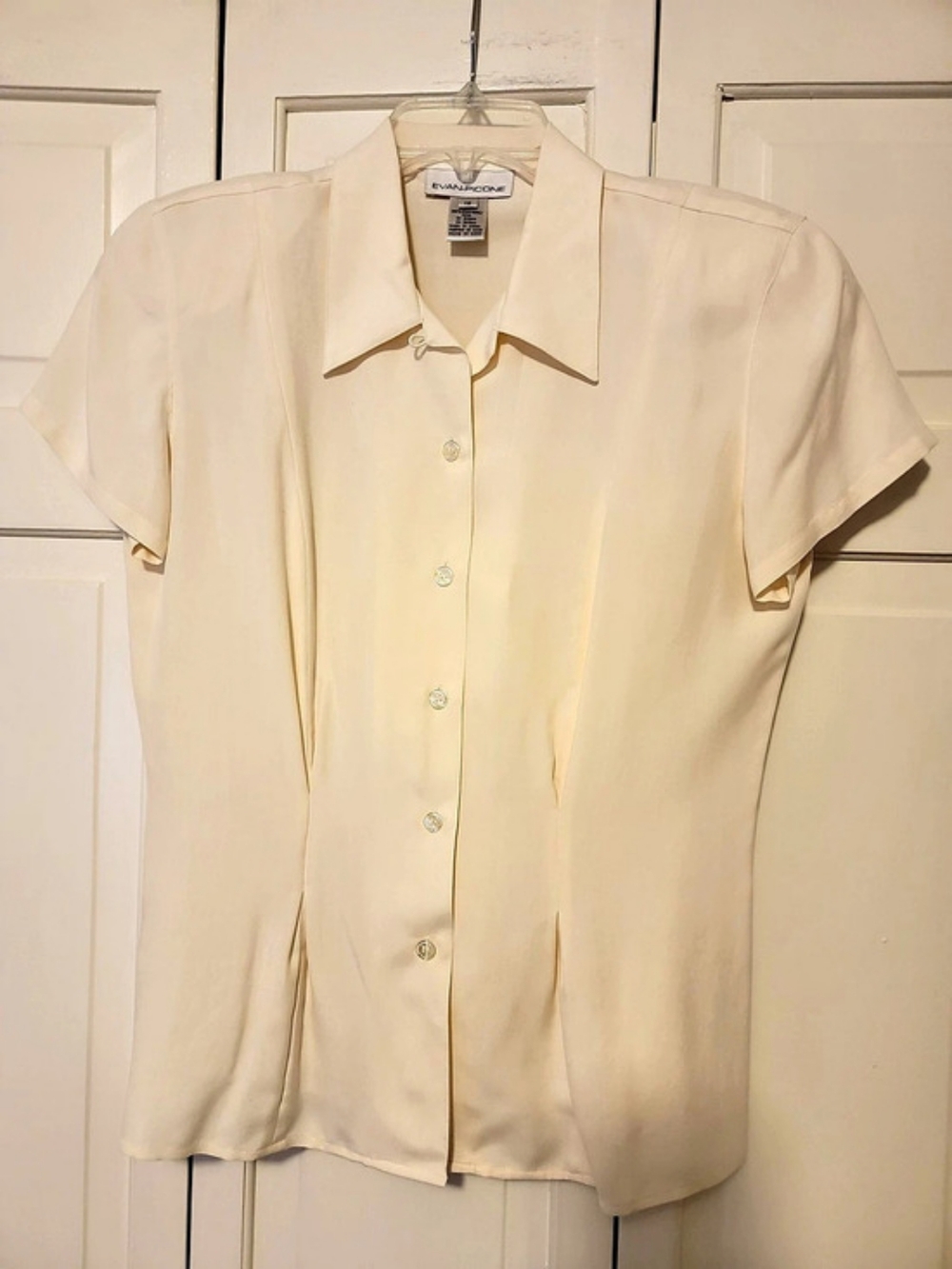 Evan-Picone Silk Button Down Blouse in Cream Size 12